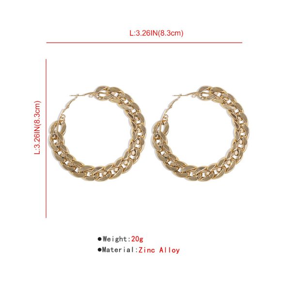 💕Last one Urban Chic Golden Chain Hoops Earrings - Picture 9 of 14